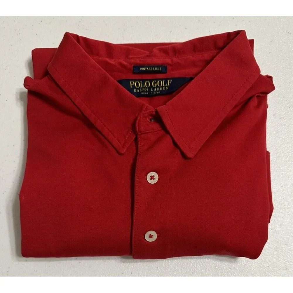 Polo Golf by Ralph Lauren Vintage Lisle 1890 Horse Logo 90's Polo Shirt‎ Red XL